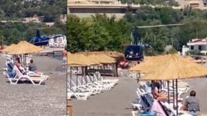 Marmaris’te helikopter inen plajdaki işletmeciler: Bir tane toz bile kalkmadı