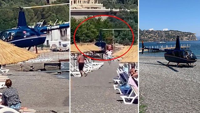 Plaja iniş yapan helikopterin pilotu konuştu: İnişimiz kurallara uygun