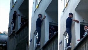 İstanbul’da pencerede mahsur kalan hırsız bina sakinlerine yalvardı