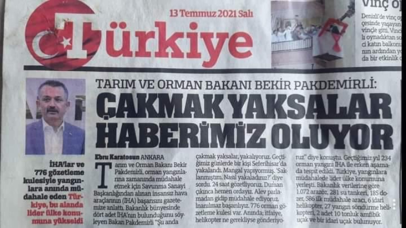 Gelecek Partisi’nden Orman Bakanı’na: 20 gün önce “Çakmak yaksalar haberimiz oluyor, yangına müdahalede lider ülkeyiz” demişti
