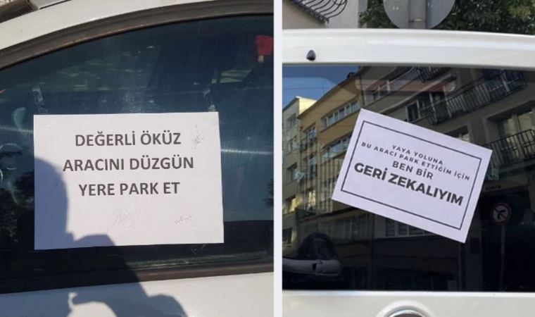 Araçlarını kaldırıma park eden sürücülere mesajla tepki: ‘Değerli öküz…’