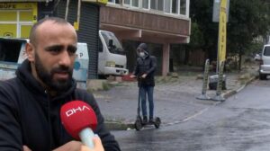 Elektrikli scooter kazası; kickboksçu otomobilin altında kalmaktan son anda kurtuldu