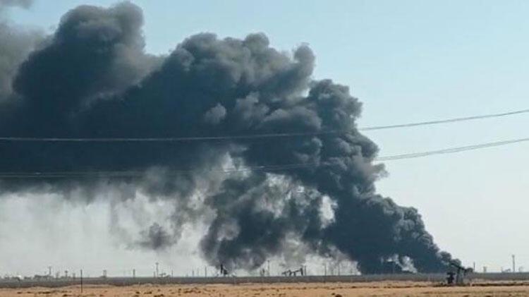 Kamışlı’da petrol kuyusunda yangın! 20 kilometrelik mesafeden görülüyor