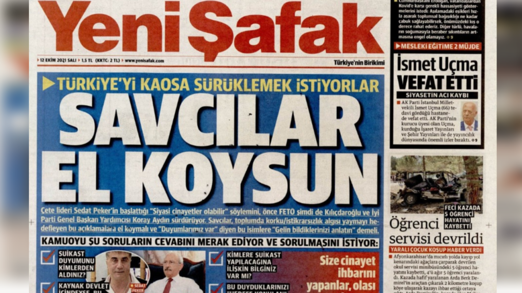 Kılıçdaroğlu’nun ‘siyasi cinayetler’ açıklamasına işaret edildi: Yeni Şafak’tan “Türkiye’yi kaosa sürüklemek istiyorlar: Savcılar el koysun” manşeti
