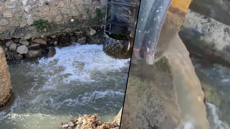 Dere, atık sular nedeniyle renk değiştirip köpürdü