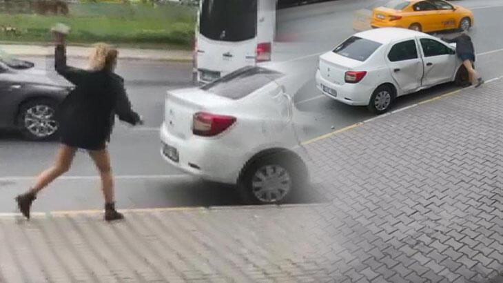 Esenyurt’ta tartıştığı eşinin otomobilini parçaladı