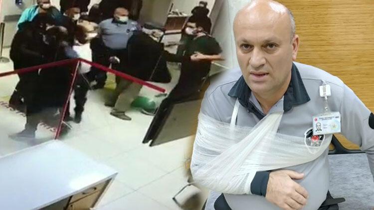 Hastanede güvenlik görevlisinin kolunun çıktığı kavganın görüntüleri ortaya çıktı!