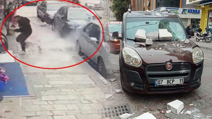 Ölüm teğet geçti! Üzere beton parçaları yağdı