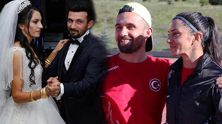 Yarışlar sebebiyle evlenemeyen milli atletler hayal ettikleri düğünü yaptı