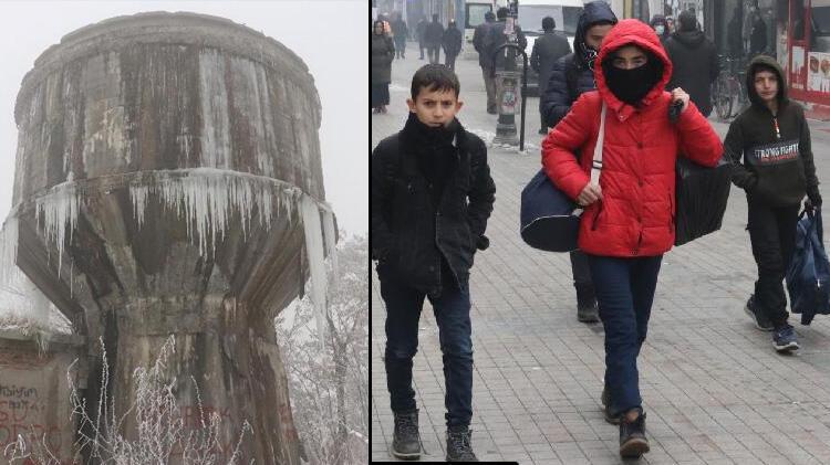 Ağrı buz kesti; depolar dondu, ağaç ve çatılarda sarkıtlar oluştu