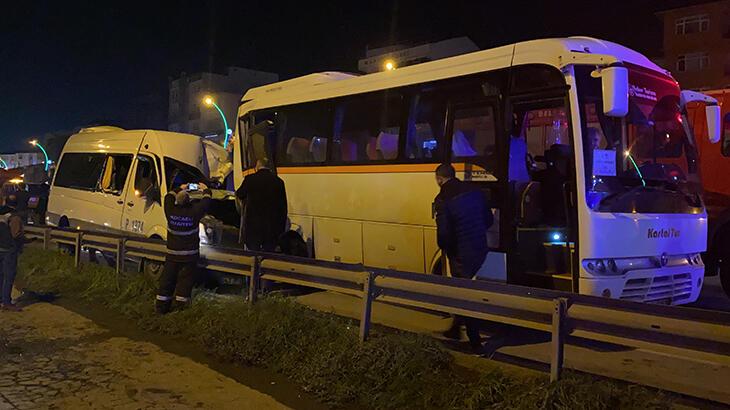D-100 Karayolu’nda kaza! İşçi servisleri çarpıştı, yaralılar var