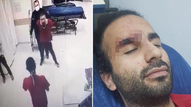 Şoke eden anlar kamerada! Doktora kafa attı