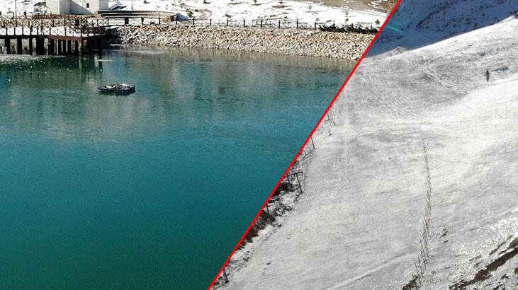 Son dakika… Ardıçlı Gölü’nün yüzeyi buz tuttu!
