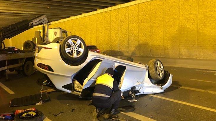 Takla atan otomobilin sürücüsü olay yerinden kaçtı
