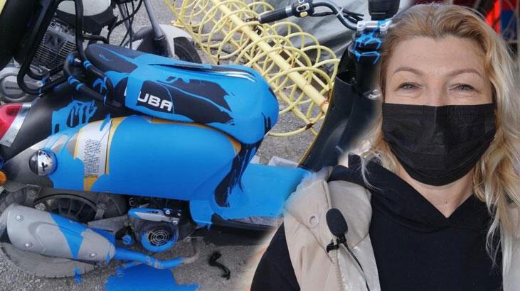 Aylardır korkuyla yaşıyor! Motosikletine ikinci kez zarar verip, boya döktüler