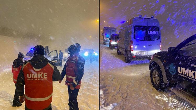 UMKE ekipleri, kanser hastasına karlı yolları aşarak ulaştı