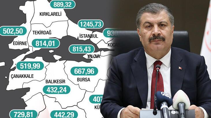 Son dakika… Bakan Koca haritayı paylaştı! İllere göre haftalık vaka sayısı