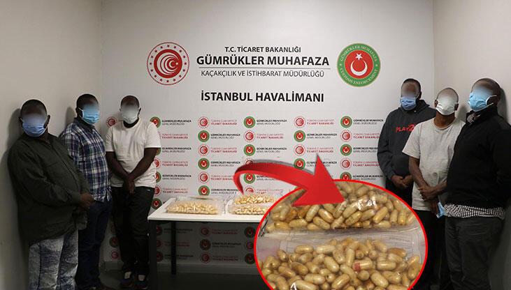 7 yolcunun midesinden 11 kilo kokain çıktı!