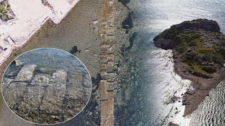Bodrum’da deniz çekildi, tarihi Kral Yolu ortaya çıktı