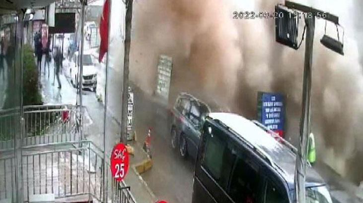 Büyük bir gürültüyle çöktü! İstanbul’da korku dolu anlar