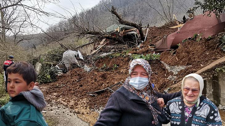 Ordu’da heyelan! Yıkılan evin altında kalmaktan saniyelerle kurtuldular