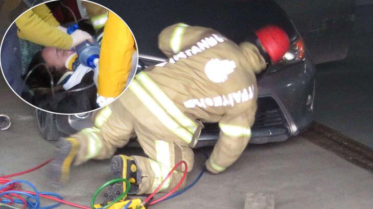 Ümraniye’de otoparkta akılalmaz kaza! Kendi arabasının altında kaldı
