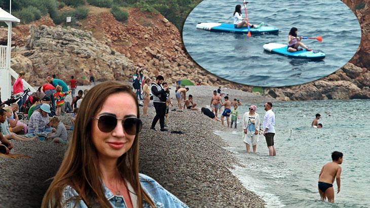 Antalya’nın dünyaca ünlü sahilinde bayram yoğunluğu