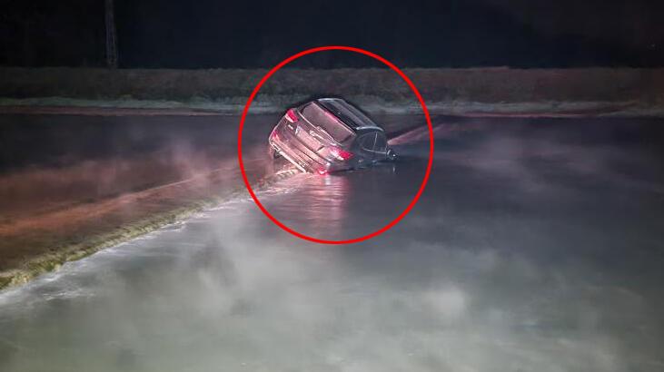 Çaydan karşıdan karşıya geçerken otomobiliyle suya sürüklendi