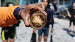 Çöplerle birlikte denizde çıkarıldı! Bardağı yuva edinen ahtapot yavrusu