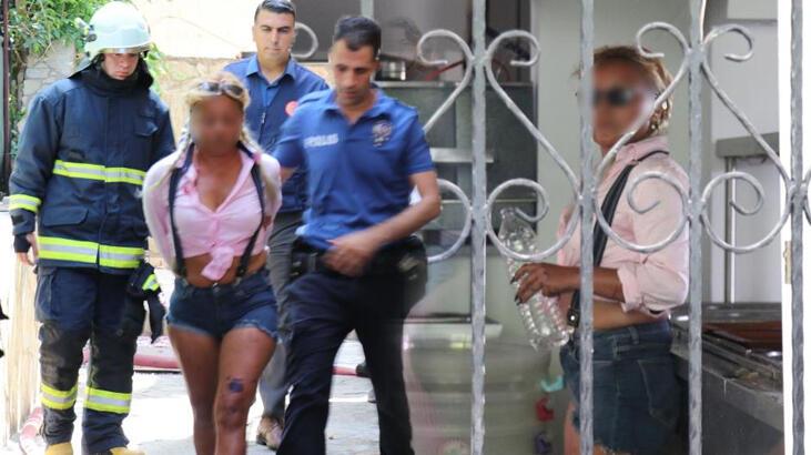 Elinde bıçakla dehşet saçan kadın boş oteli yakmakla tehdit etti!