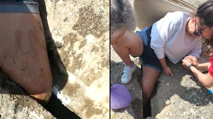 Köprüde ayağı sıkışan hamile kadın dehşeti yaşadı!