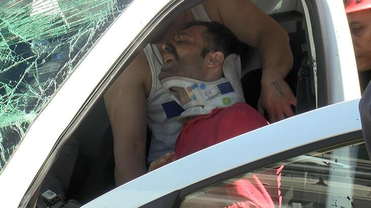 Maltepe’de araç bariyerlere çarptı! Sürücü ağır yaralandı