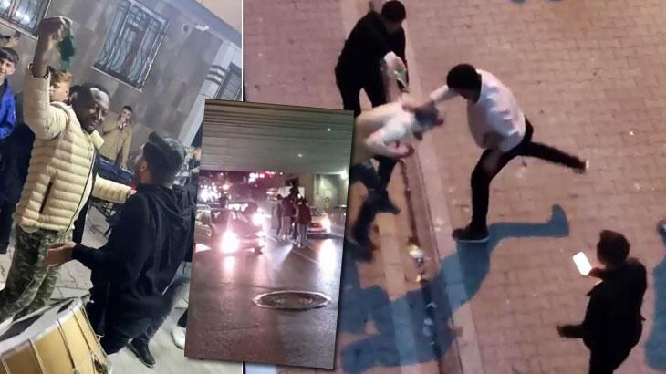 Önce yumurtalı unlu eğlence yaptılar sonra yolu trafiğe kapattılar
