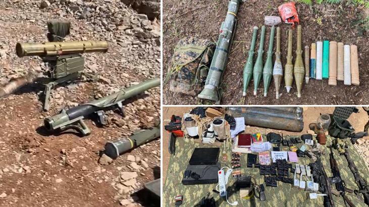 Teröristlerin kullandığı mağaradan İsveç yapımı tanksavar silahı çıktı
