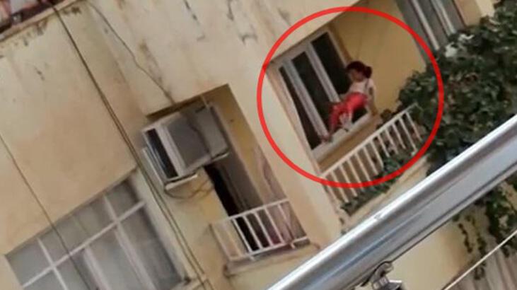 6’ncı katın balkonunda dehşet anları! Korkulukları aşarak sallandı
