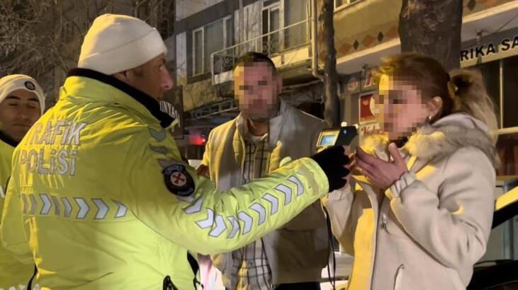 Alkollü kadın sürücü polise zor anlar yaşattı