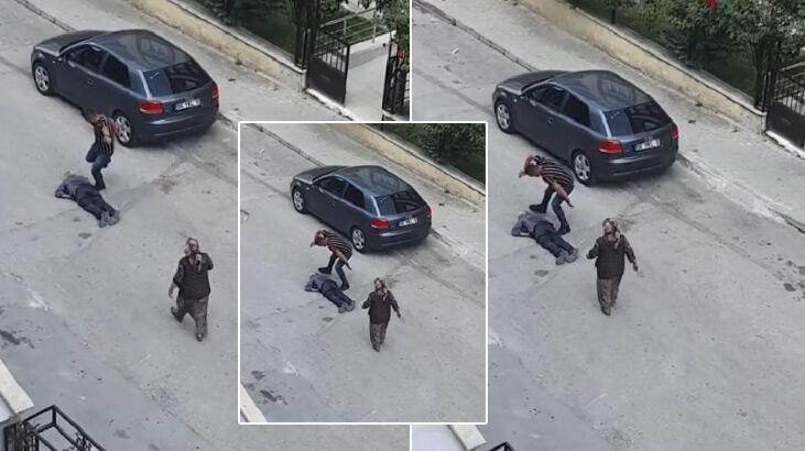 Annesine tacizde bulunduğunu iddia etti, sokak ortasında dövdü