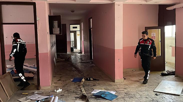 Boşaltılan okul binası ekipleri alarma geçirdi