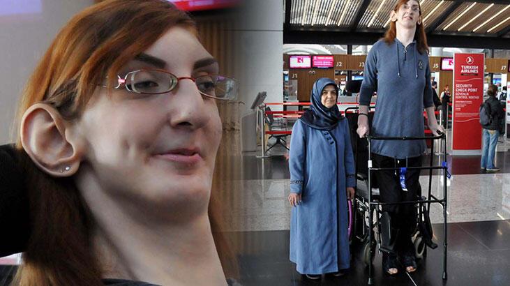 Dünyanın en uzun boylu kadını Rumeysa ilk kez uçağa binerek ABD’ye gitti