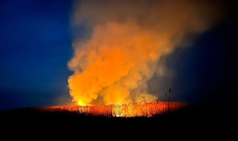 Eber Gölü’nden yine alevler yükseldi