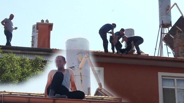 Eşi evi terk etti diye çatıya çıkan kişi, fenalaşınca indirildi