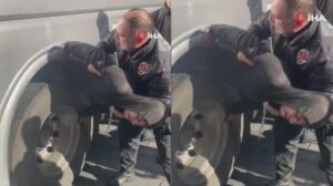 Gören inanamadı! Otobüsün tekerleğinden 2 kişi çıktı