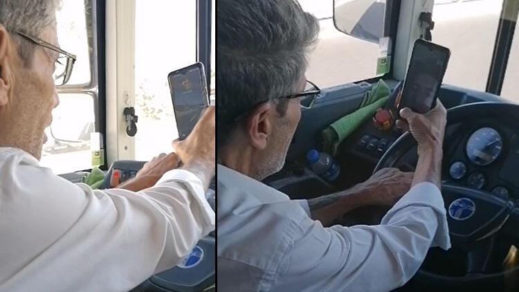 İETT şoföründen akılalmaz hareket! Direksiyon başında görüntülü konuştu