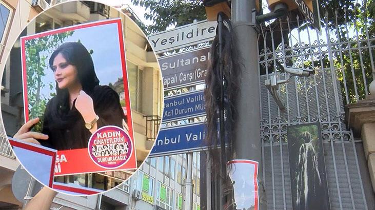 İranlı Mahsa Amini için ‘saçtan bayraklı’ protesto