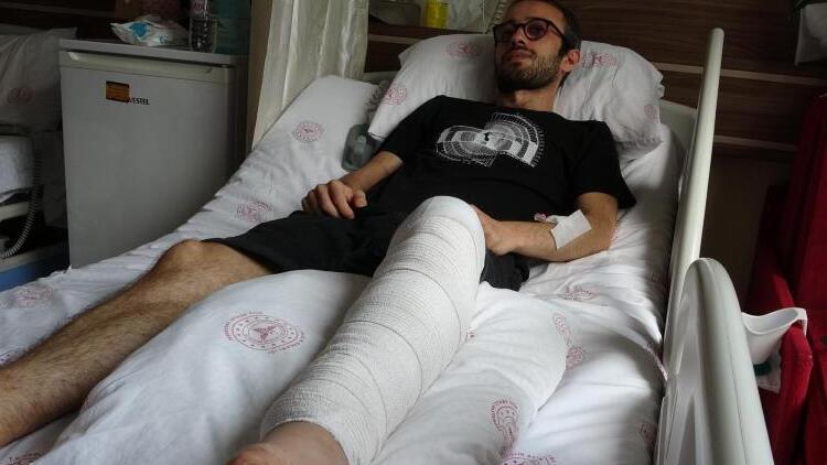 Köpeklerinden kaçarken şarampole yuvarlanan genç ölümden döndü!