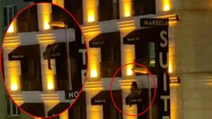 Otelin 3’üncü katında dehşet! Kadın tutunduğu tenteyle birlikte düştü