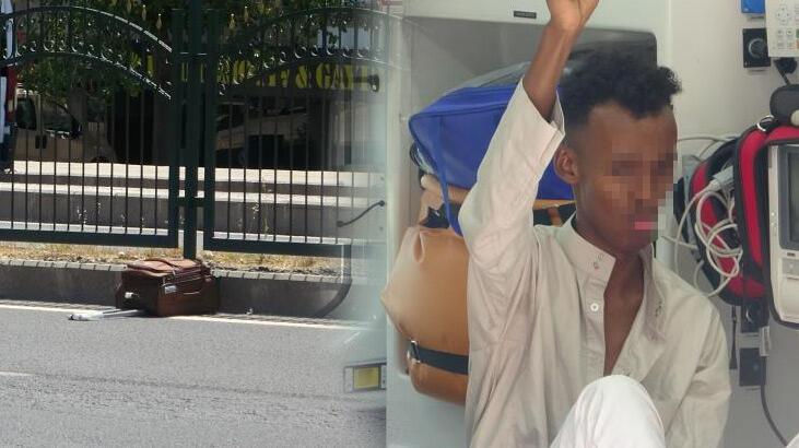 Polis lojmanının önüne bavul attı, hareketli anlar yaşandı