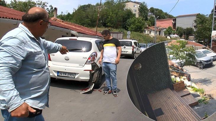 Sarıyer’de ortalığı birbirine katan sürücü kamerada