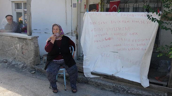 Tavuklarını çalan hırsıza pankartla çağrı: Sana 400 TL vereyim