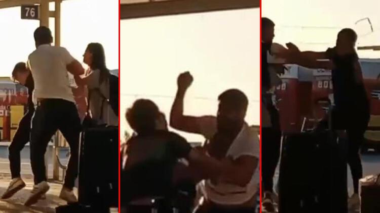 Terminalde dehşet! Eski ve yeni sevgilinin yumruk yumruğa kavgası